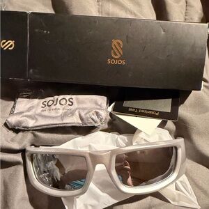 SOJOS Men's Silver Rectangular Sunglasses